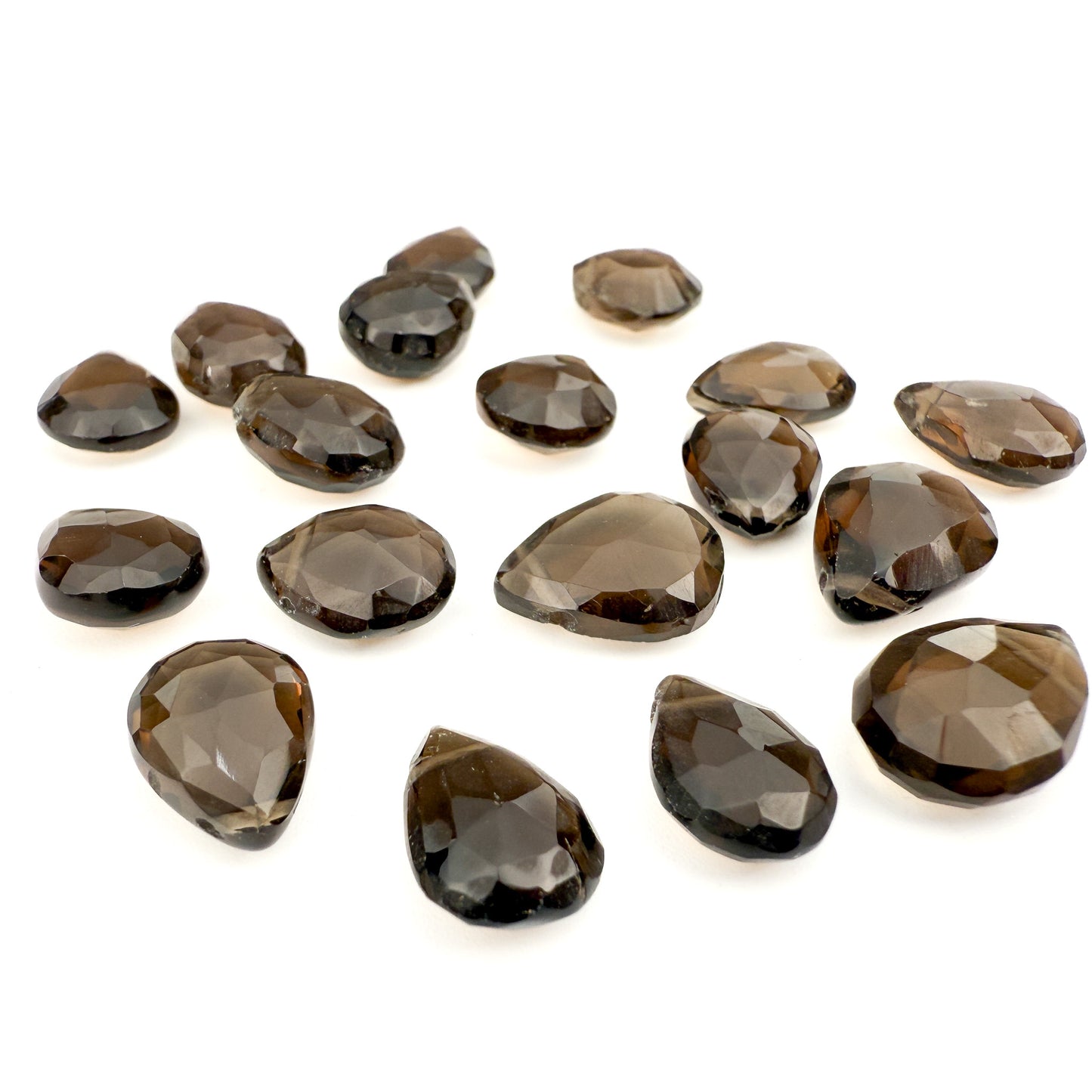 Smoky Quartz Flat Pear Briolette Bead (1 pc/P1178)-The Bead Gallery Honolulu