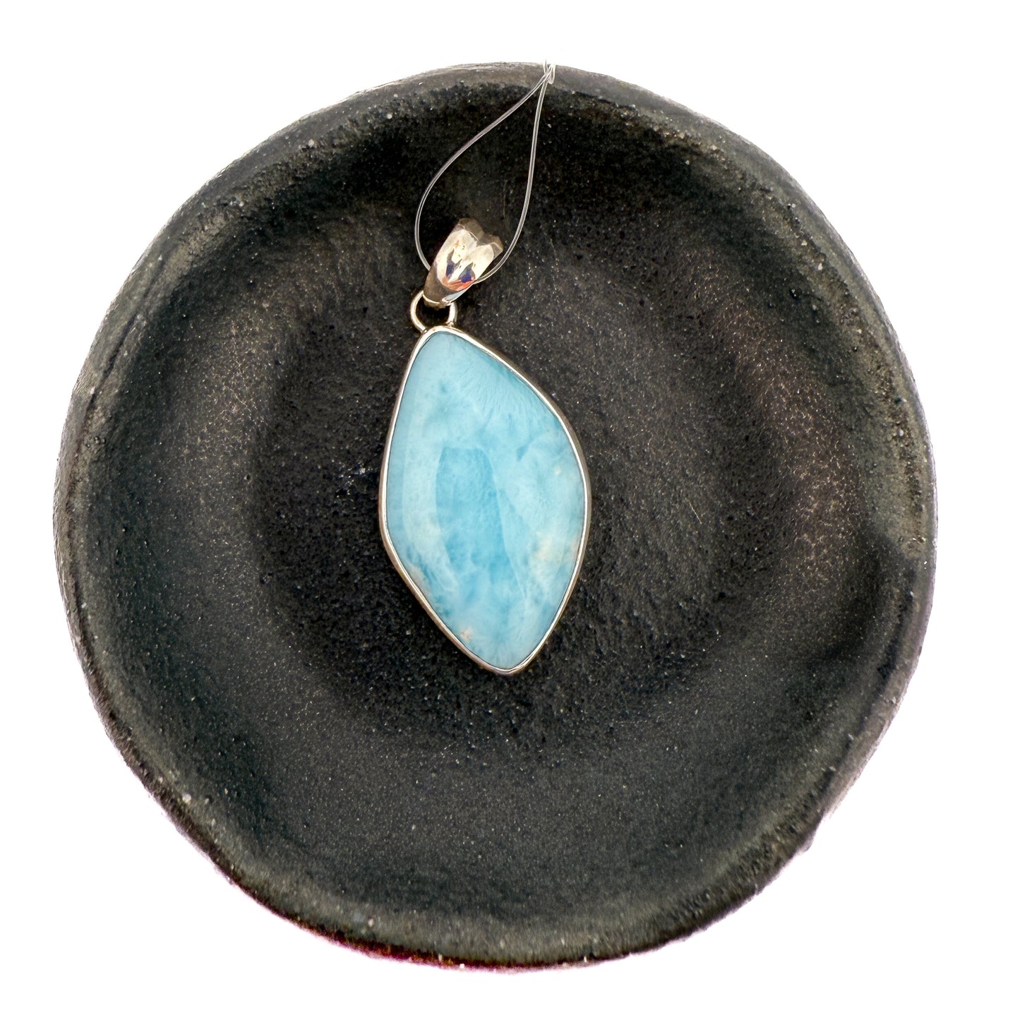 Assorted Larimar Drop Pendant - Bali Silver (1 pc/M1431)