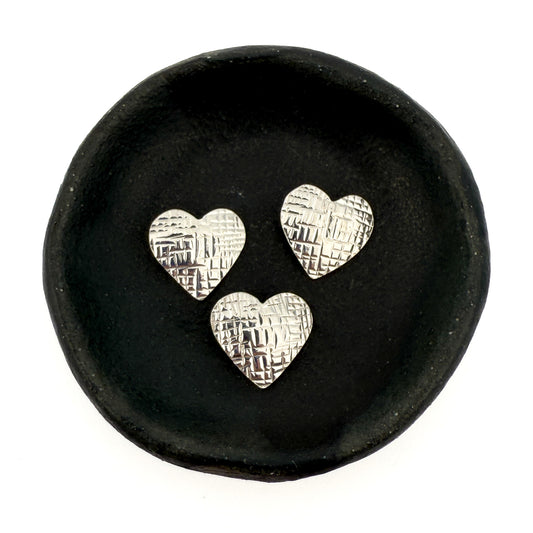 Etched Heart 13mm Button - Sterling Silver (1 pc/M881)