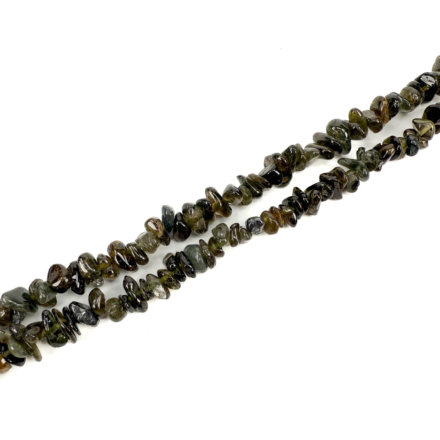 Smoky Green Tourmaline Small Tumbled Chip Bead - 7.75" Strand (GEM200)-The Bead Gallery Honolulu