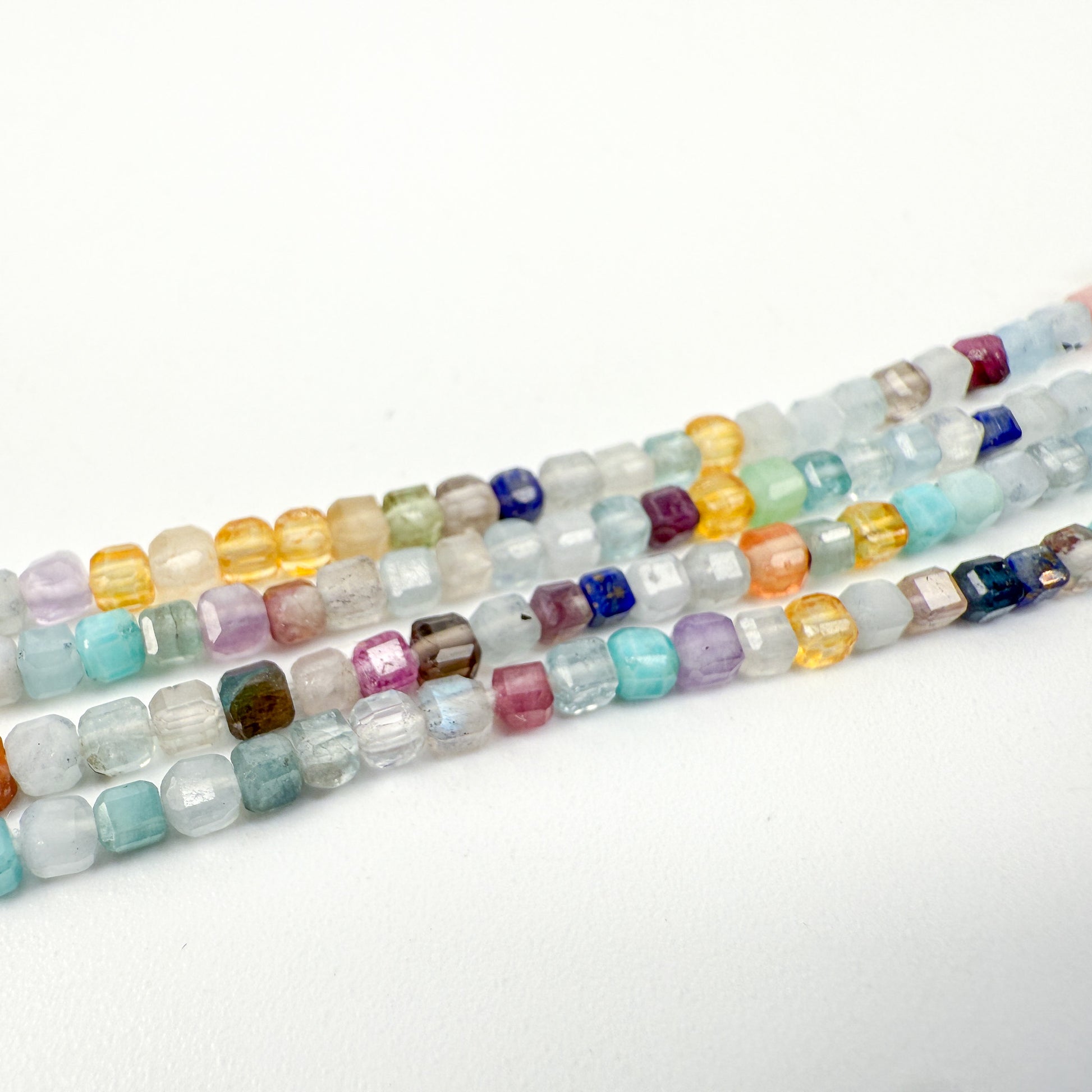 Mixed Gemstone 2.25mm Faceted Cube Bead - 6.25" Strand (GEM2442)-The Bead Gallery Honolulu