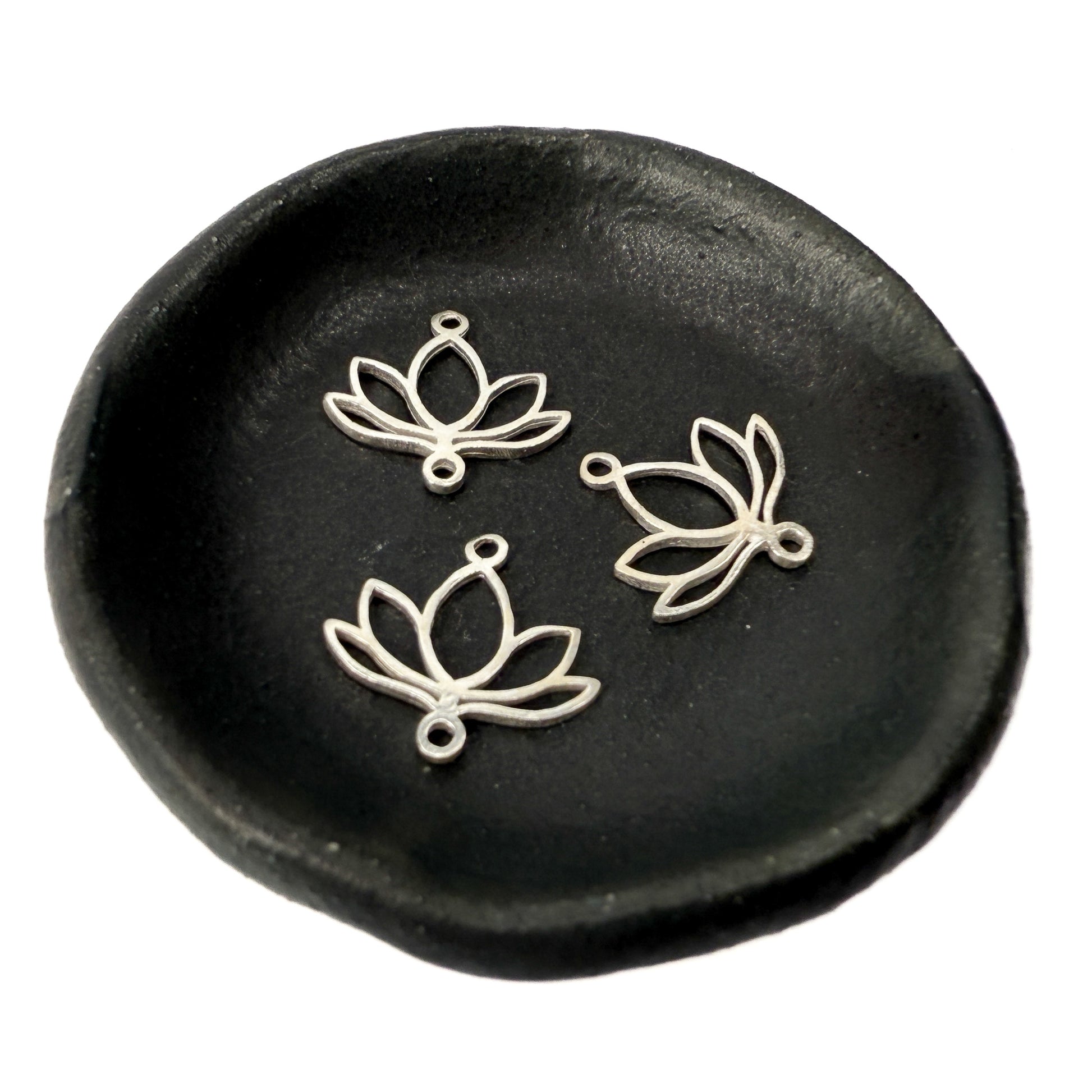 Lotus Bloom Connector Charm - Sterling Silver (1 pc/M2033)-The Bead Gallery Honolulu