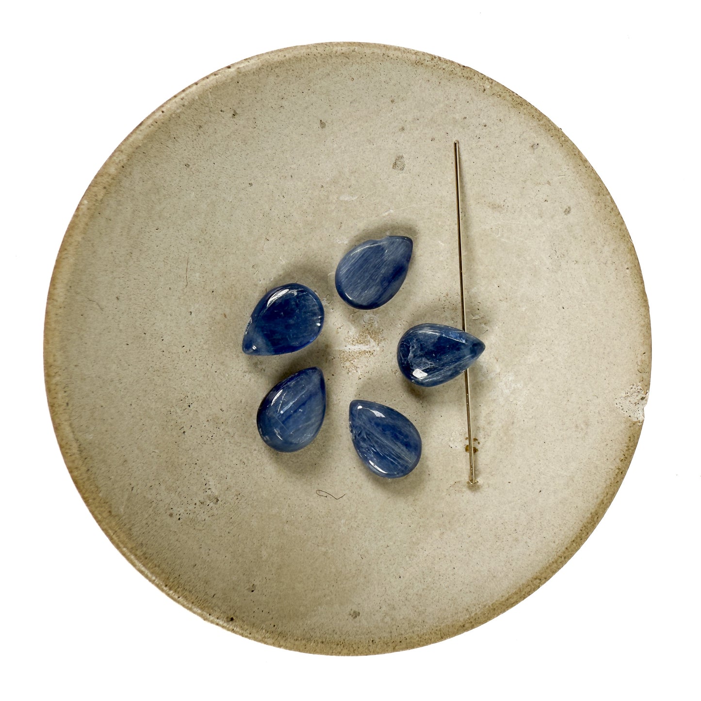 Kyanite Smooth Flat Pear Tip-Drill Briolette Drop Bead (1 pc/GEM296)-The Bead Gallery Honolulu