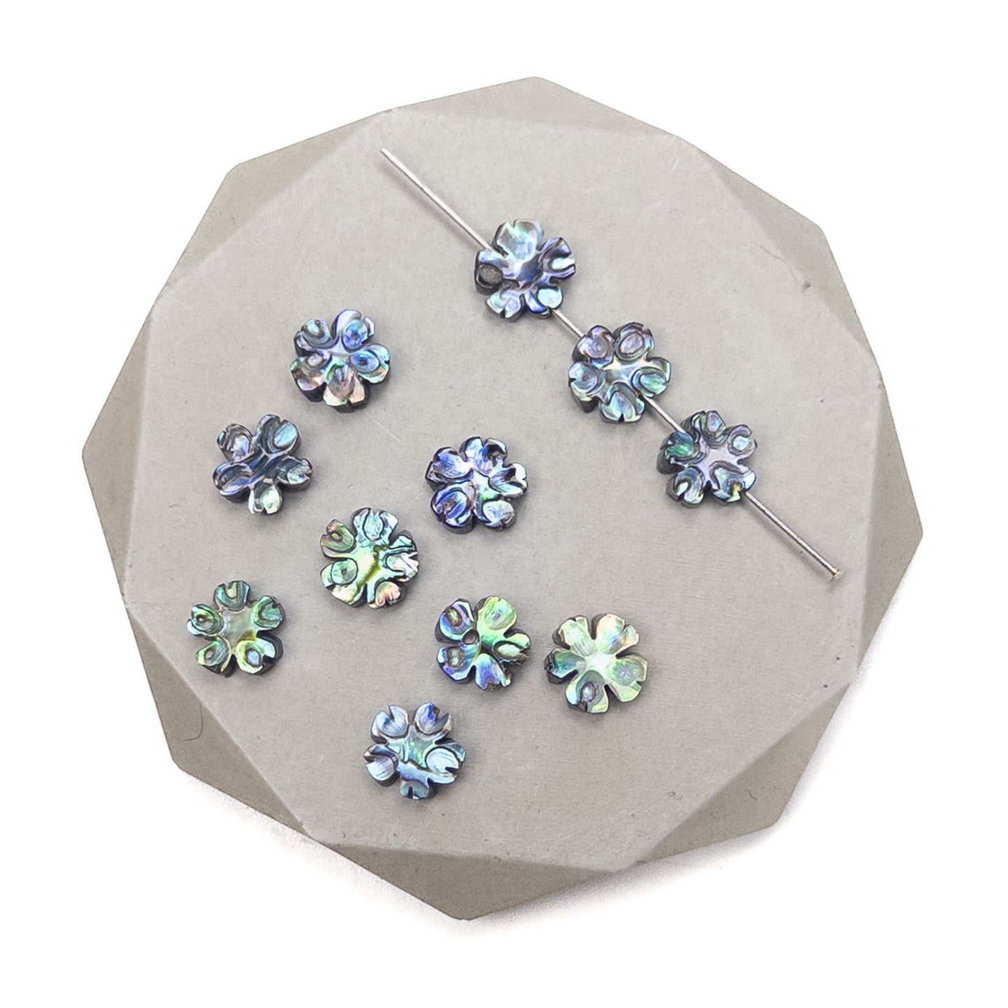 Abalone Shell 7mm Flat Cherry Blossom Bead - 1 pc. (P2356)-The Bead Gallery Honolulu