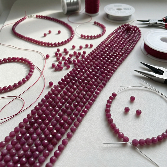 Ruby 2.5mm Faceted Round Bead - 6" Strand (GEM2463) – AI Studio Image (Transformed)