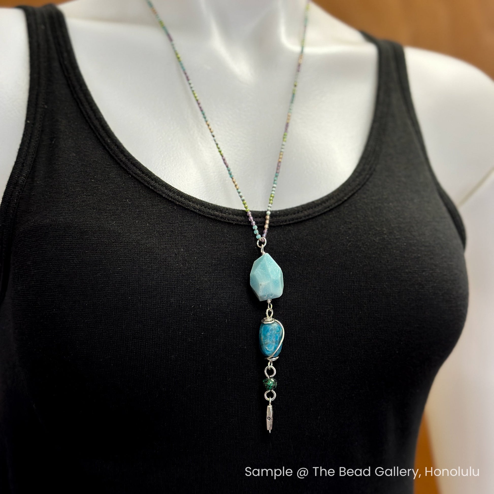 Amazonite, Apatite, and Azurite/Malachite Mala Bead Mix - 4 pcs. (MIX090)-The Bead Gallery Honolulu