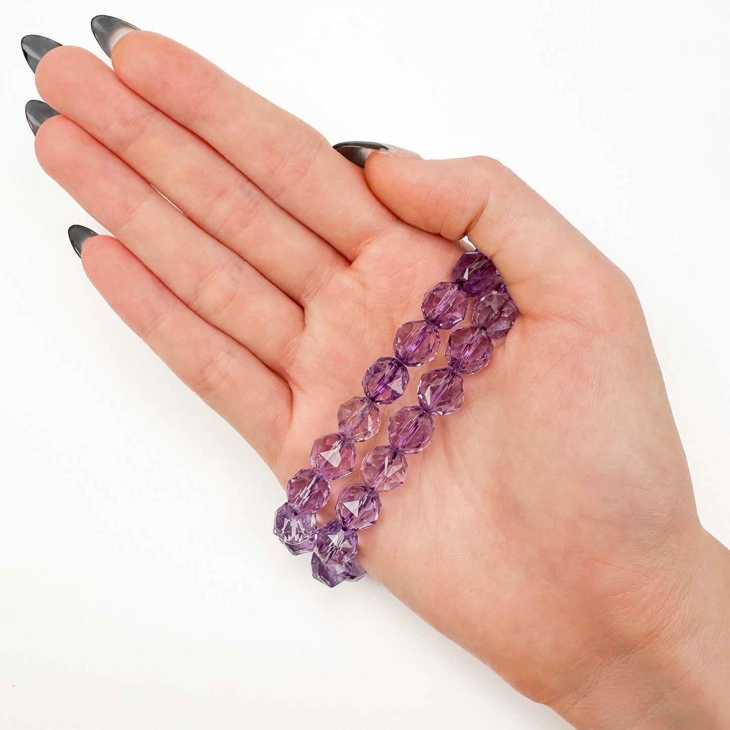 Amethyst 10mm Faceted Star Cut Stretchy Cord Bracelet (J292)-The Bead Gallery Honolulu