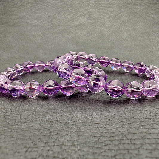 Amethyst 10mm Faceted Star Cut Stretchy Cord Bracelet (J292)-The Bead Gallery Honolulu