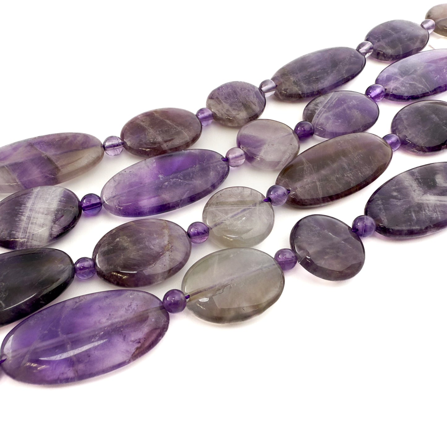 Amethyst Mixed Shapes Flat, Oval and Round Beads - 8" Strand (GEM1060)-The Bead Gallery Honolulu