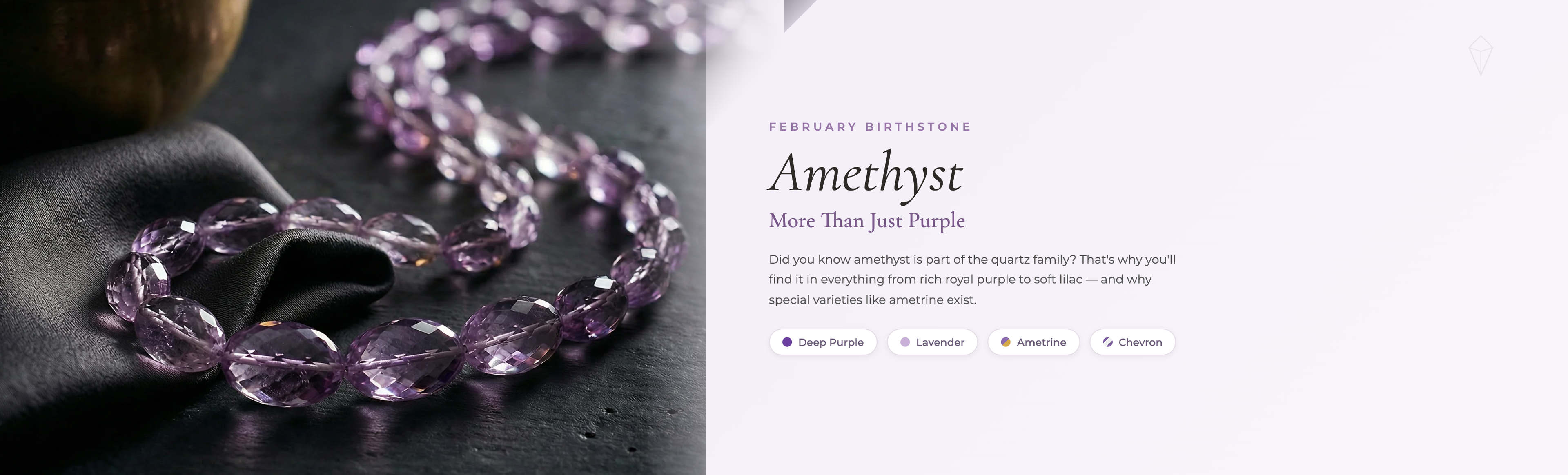 February Birthstone Amethyst - Desktop Banner