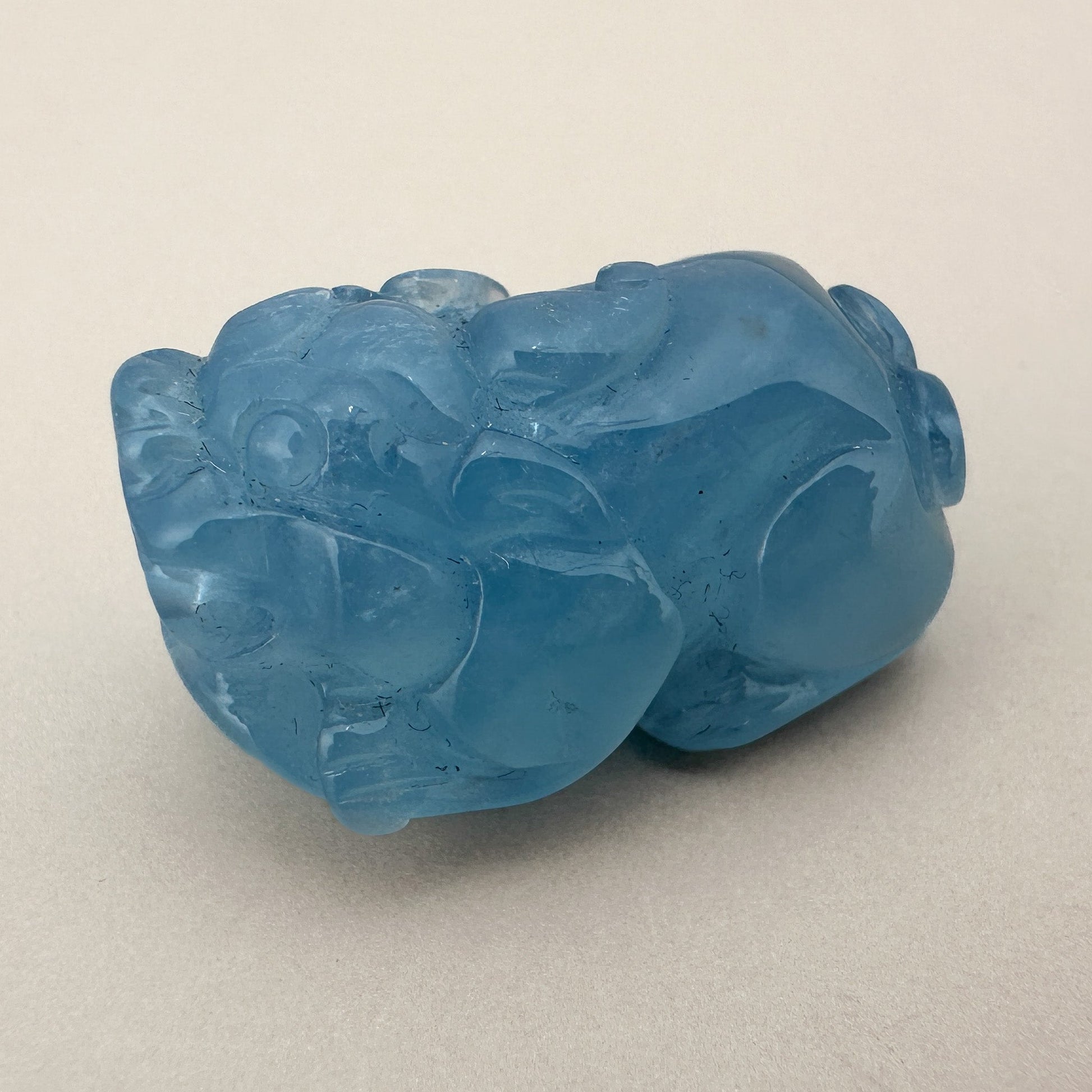 Aquamarine Carved Pixiu Pendant - 1 pc. (P431)-The Bead Gallery Honolulu