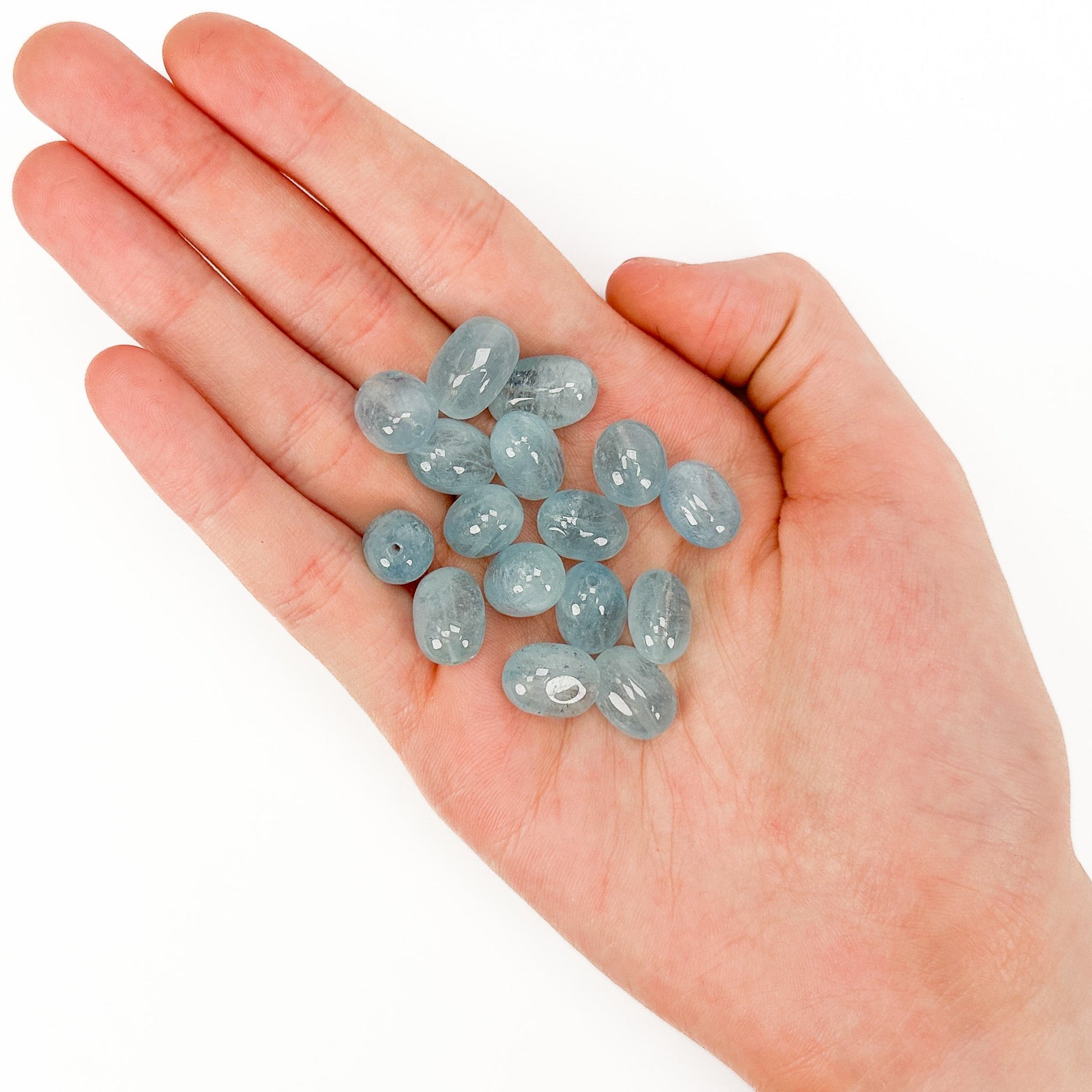 Aquamarine Nugget 11-12mm Barrel Bead - 7.5" Strand (GEM2199)-The Bead Gallery Honolulu