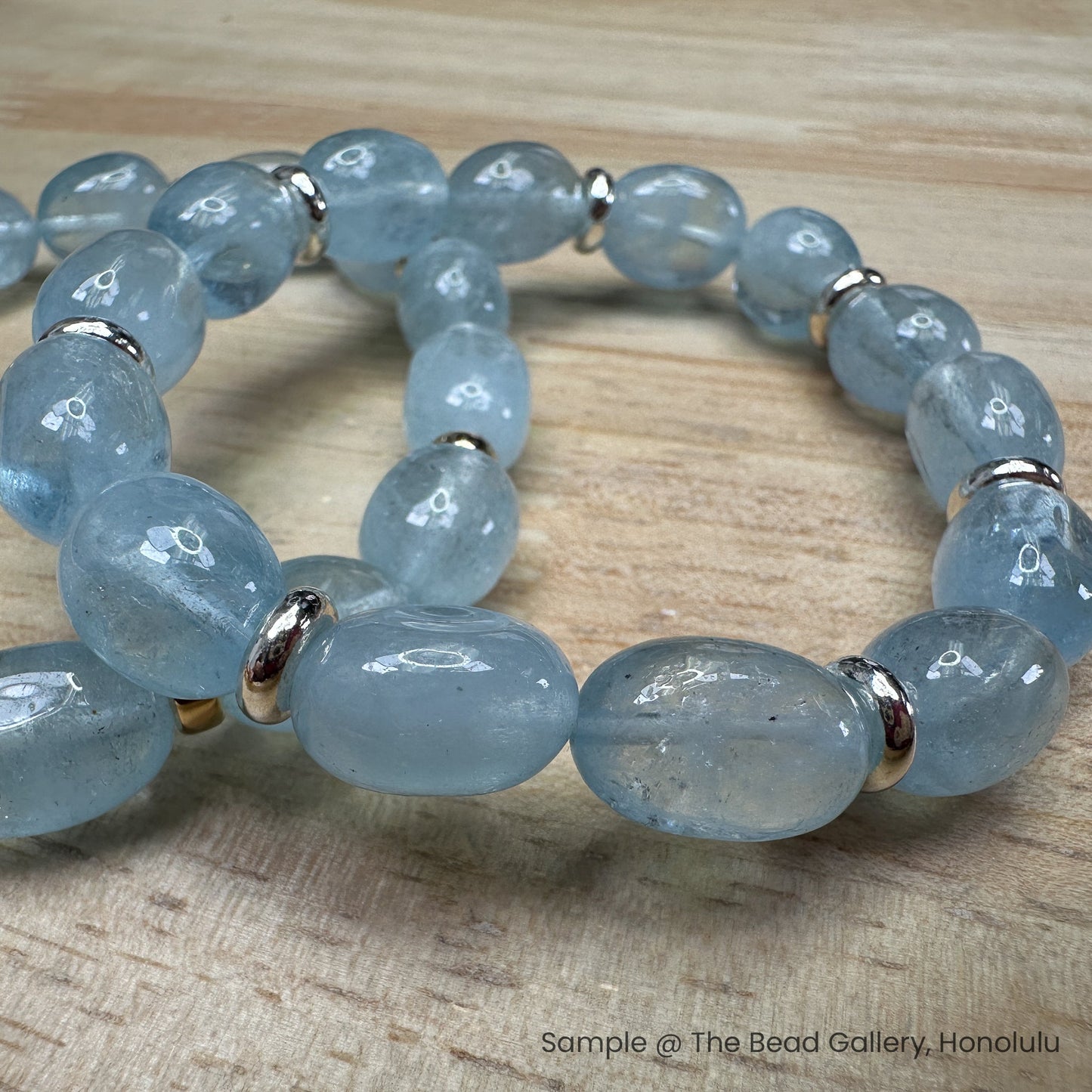 Aquamarine Nugget 11-12mm Barrel Bead - 7.5" Strand (GEM2199)-The Bead Gallery Honolulu