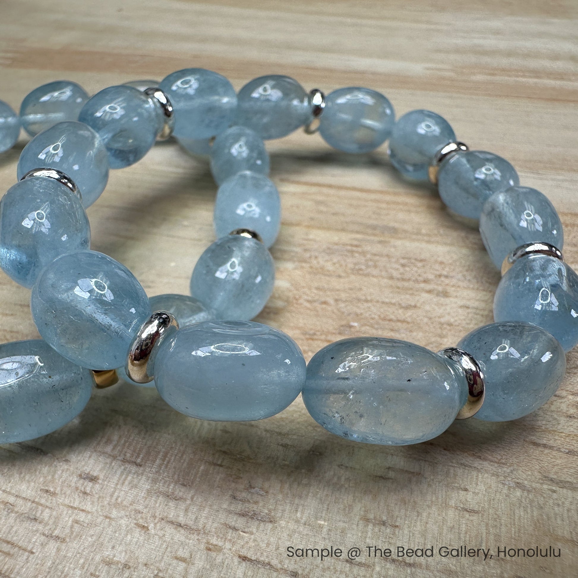 Aquamarine Nugget 11-12mm Barrel Bead - 7.5" Strand (GEM2199)-The Bead Gallery Honolulu
