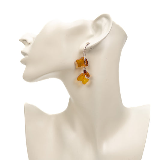 Baltic Amber 11x5mm Ovals and Freeform Shapes with Sterling Silver Earrings - 1 pair (J35)-The Bead Gallery Honolulu