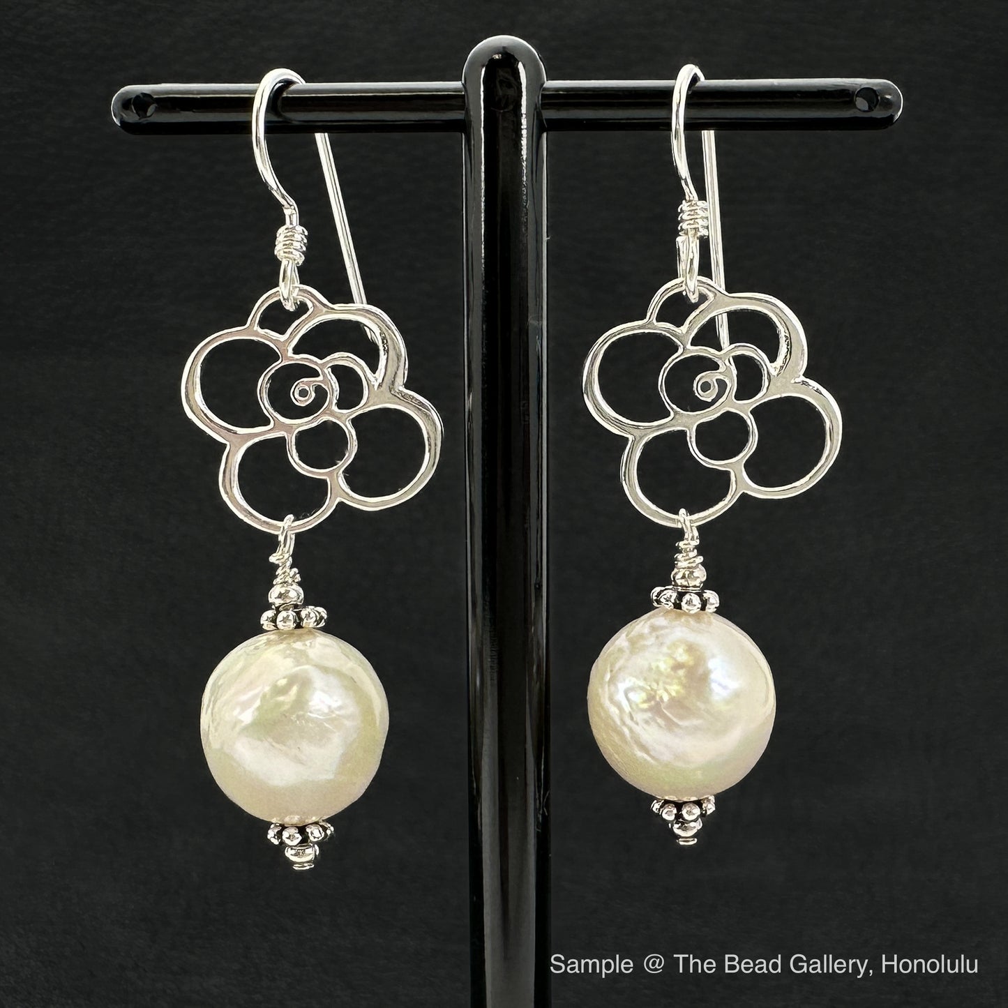 Large Flower Link Charm -Sterling Silver (1 pc/M665)-The Bead Gallery Honolulu