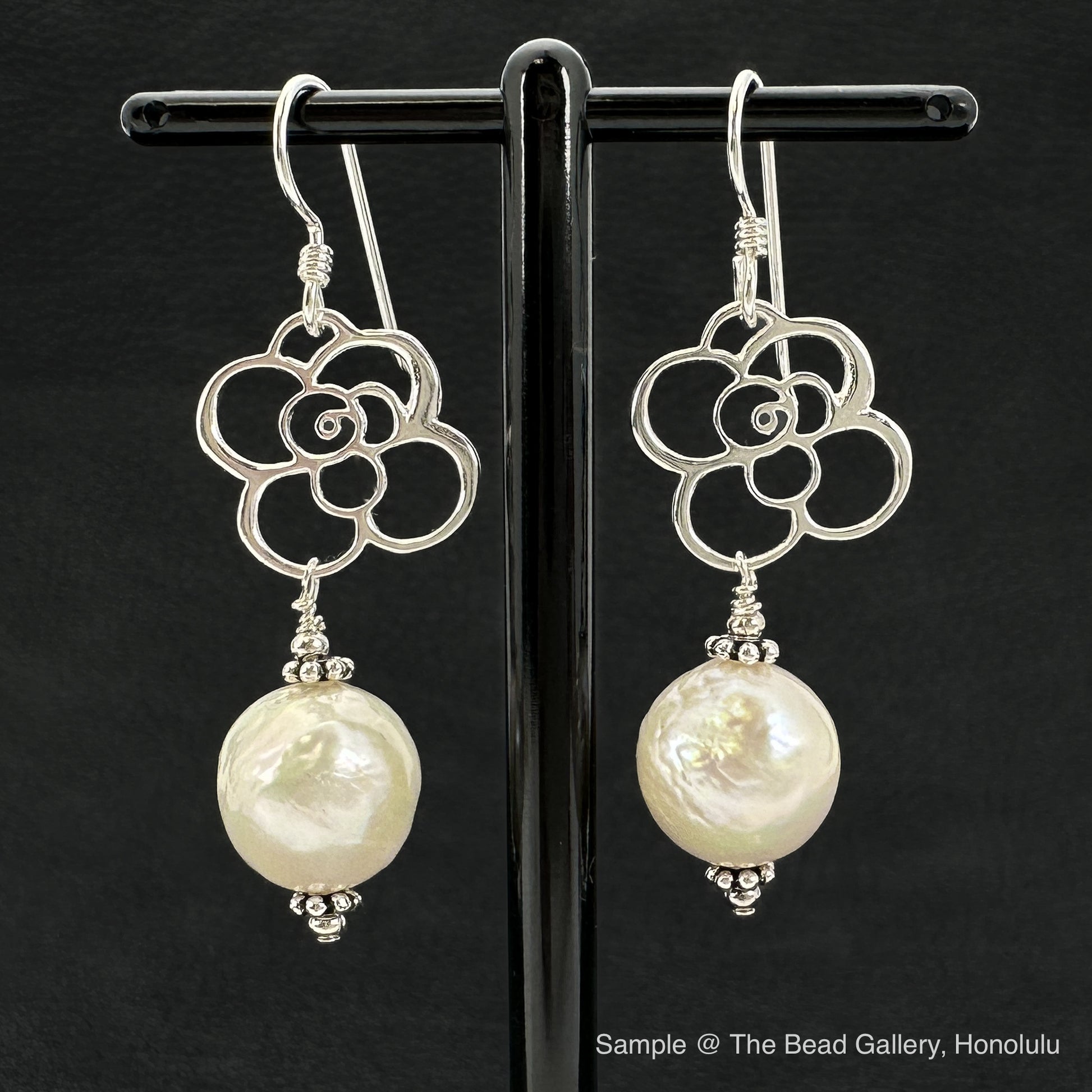 Large Flower Link Charm -Sterling Silver (1 pc/M665)-The Bead Gallery Honolulu