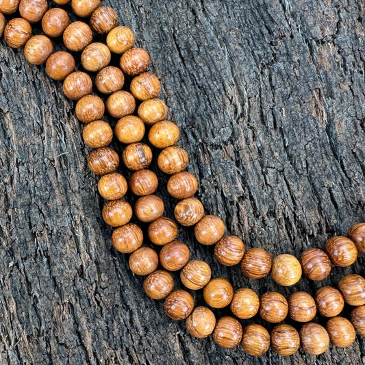 Bayong Wood 8mm Polished Finish Round Bead - 16" Strand (GEM2174)-The Bead Gallery Honolulu