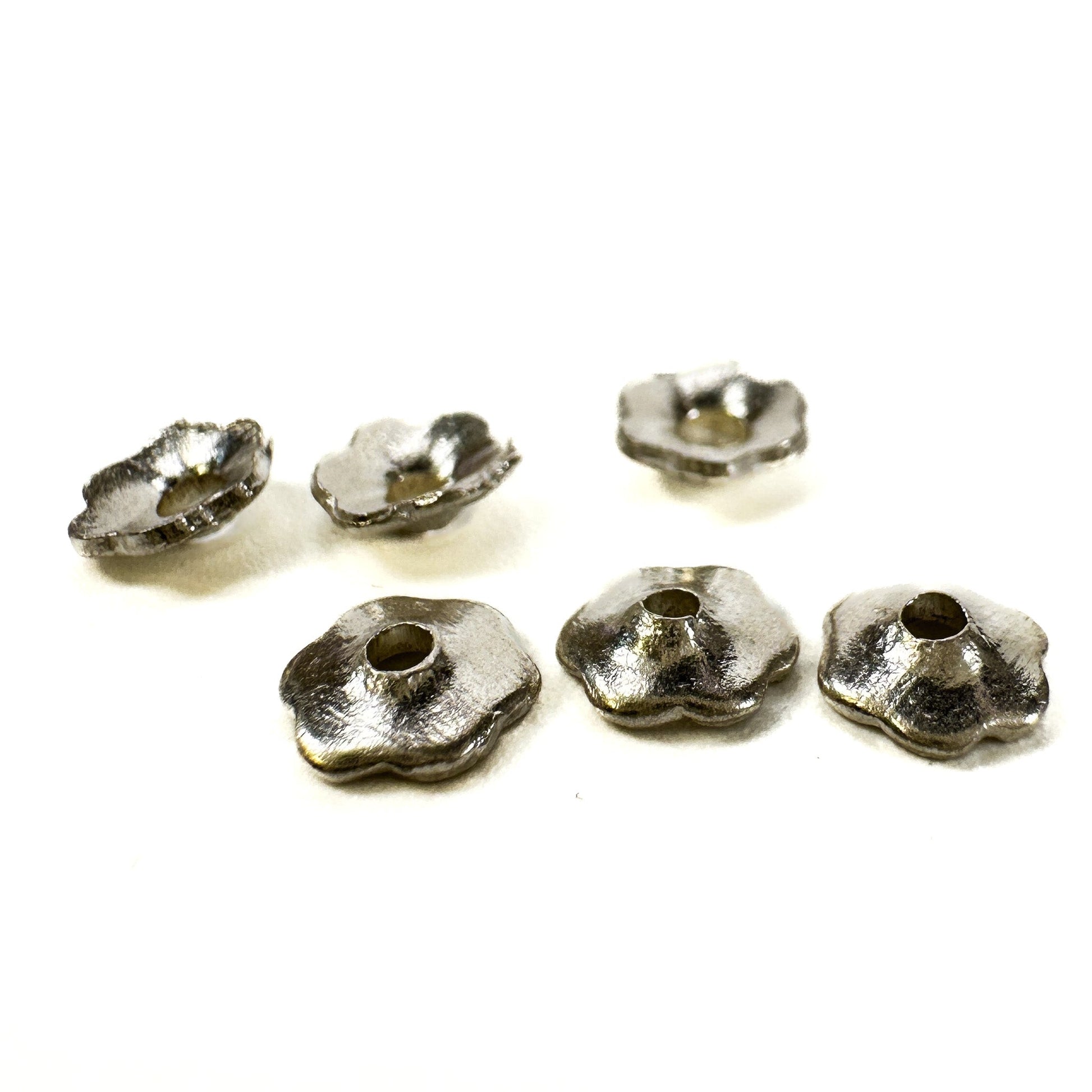 Bead Cap 7mm Solid Mini Flower (Thai Silver) - 6 pc. (M1018)-The Bead Gallery Honolulu
