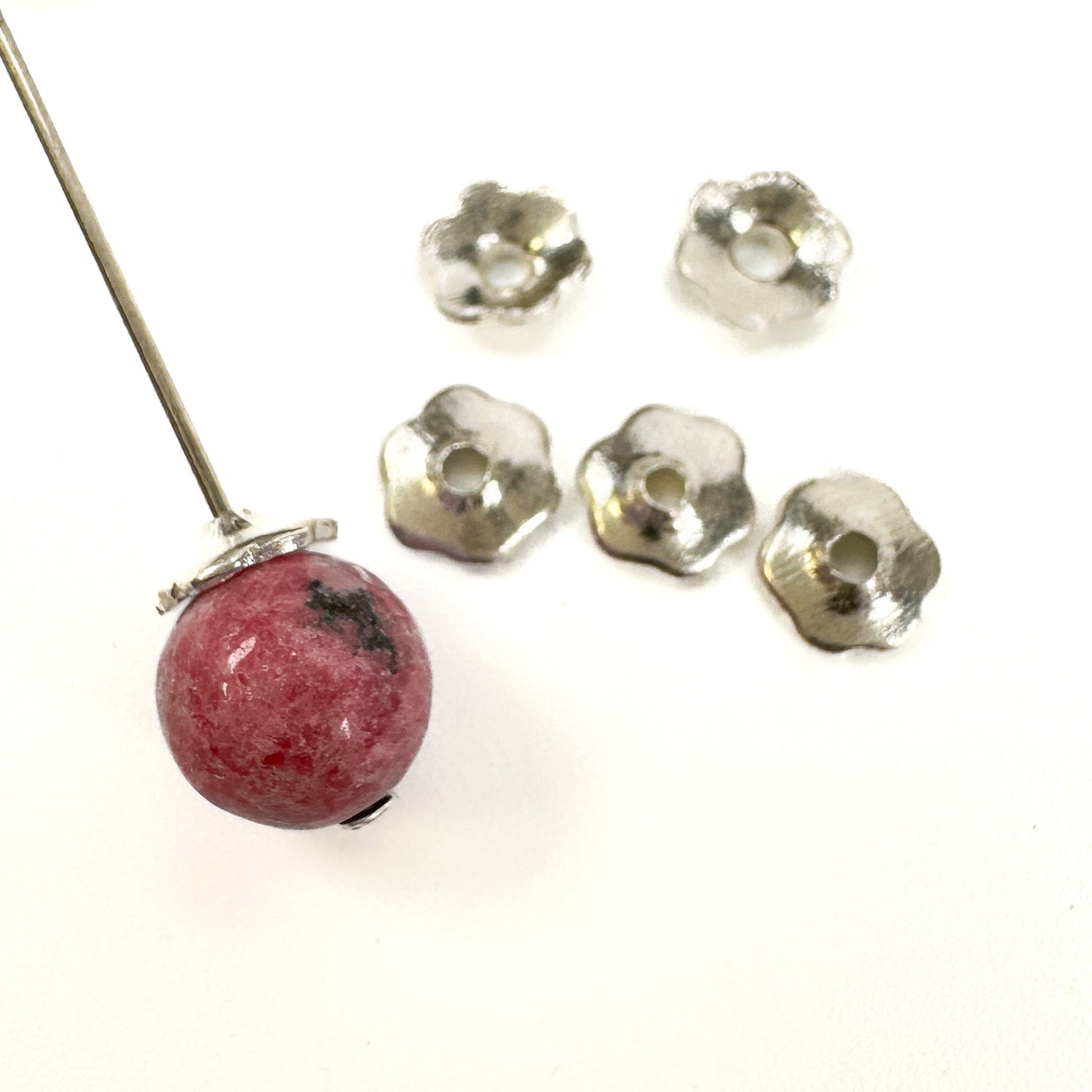 Bead Cap 7mm Solid Mini Flower (Thai Silver) - 6 pc. (M1018)-The Bead Gallery Honolulu