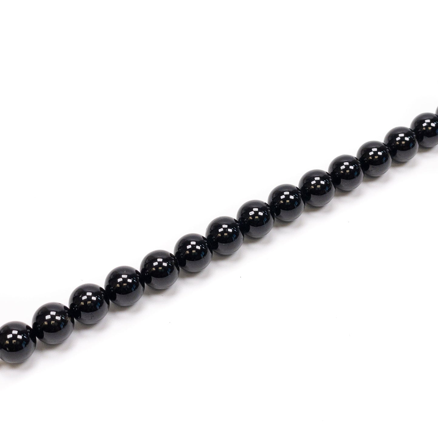 Black Tourmaline 10mm Round Bead - 7.5" Strand