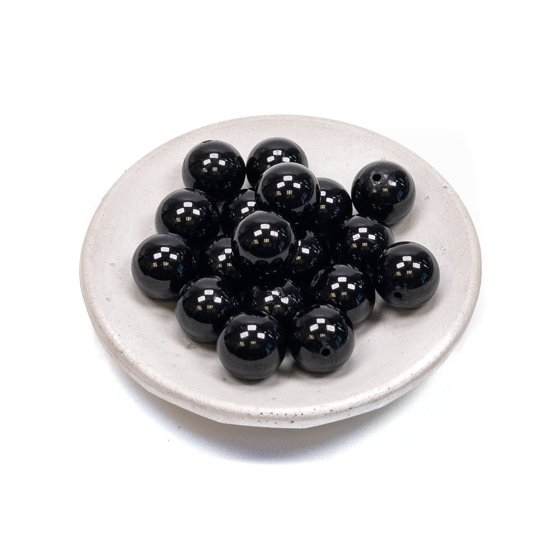 Black Tourmaline 10mm Round Bead - 7.5" Strand