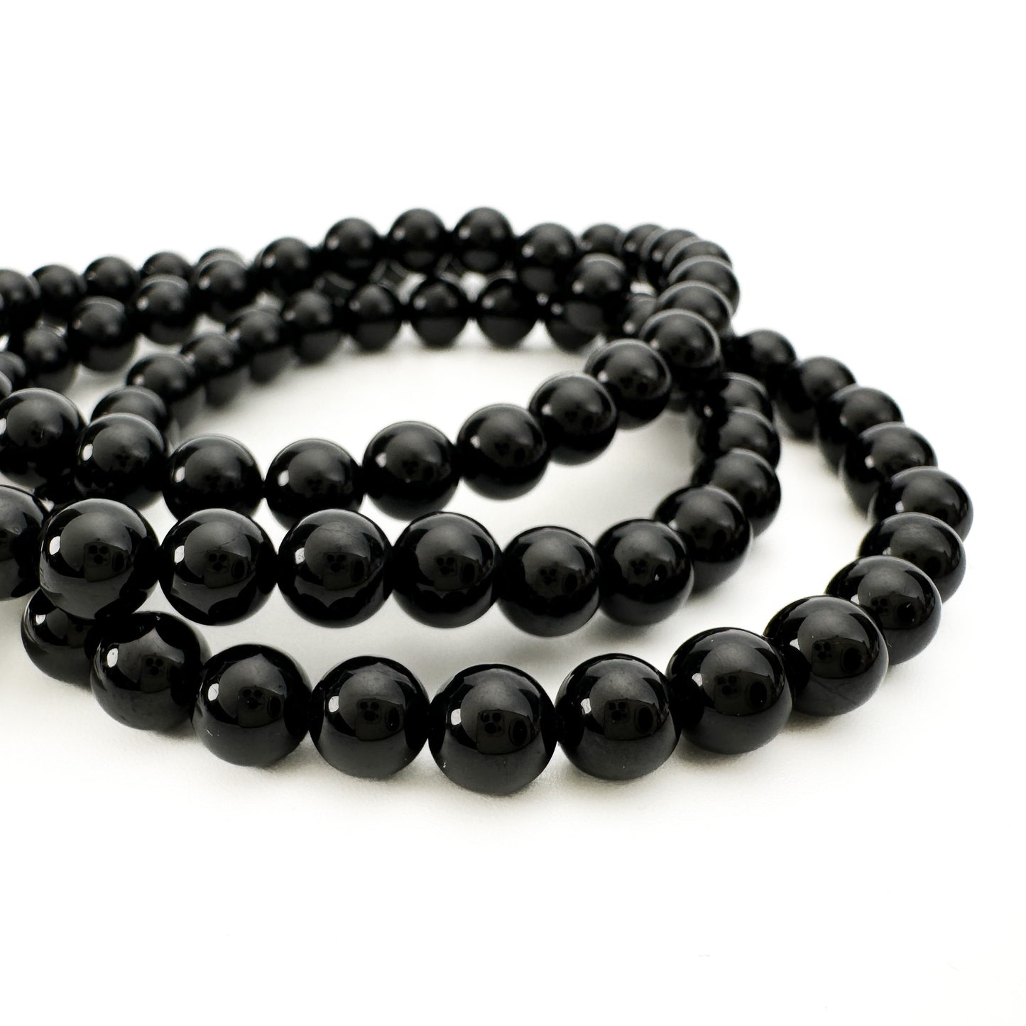 Black Tourmaline 6mm Round Bead Stretchy Bracelet (GEM1890)-The Bead Gallery Honolulu