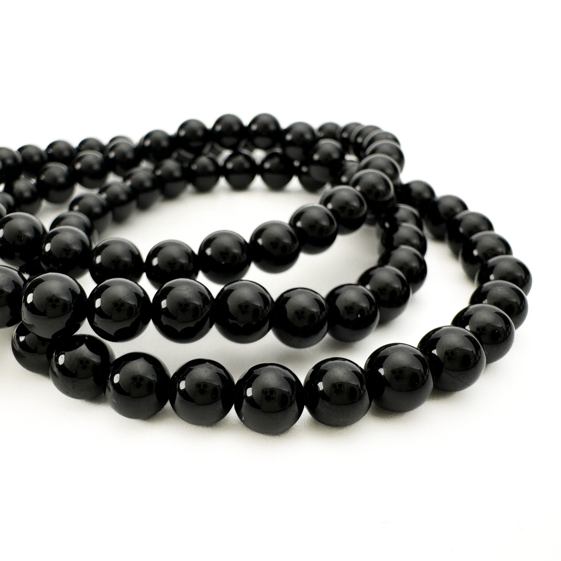 Black Tourmaline 6mm Round Bead Stretchy Bracelet (GEM1890)-The Bead Gallery Honolulu