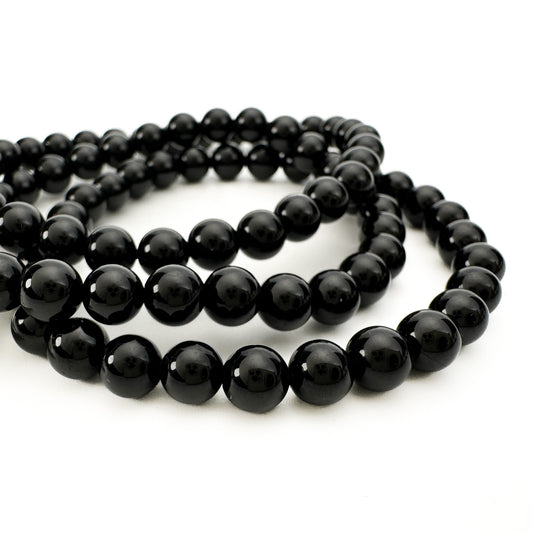 Black Tourmaline 6mm Round Bead Stretchy Bracelet (GEM1890)-The Bead Gallery Honolulu