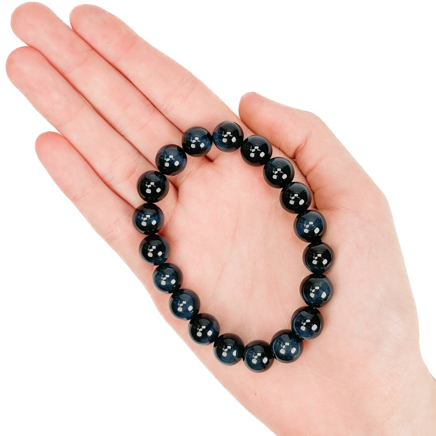 Blue Tiger Eye 10mm Smooth Round Bead Stretchy Bracelet - 1 pc.-The Bead Gallery Honolulu