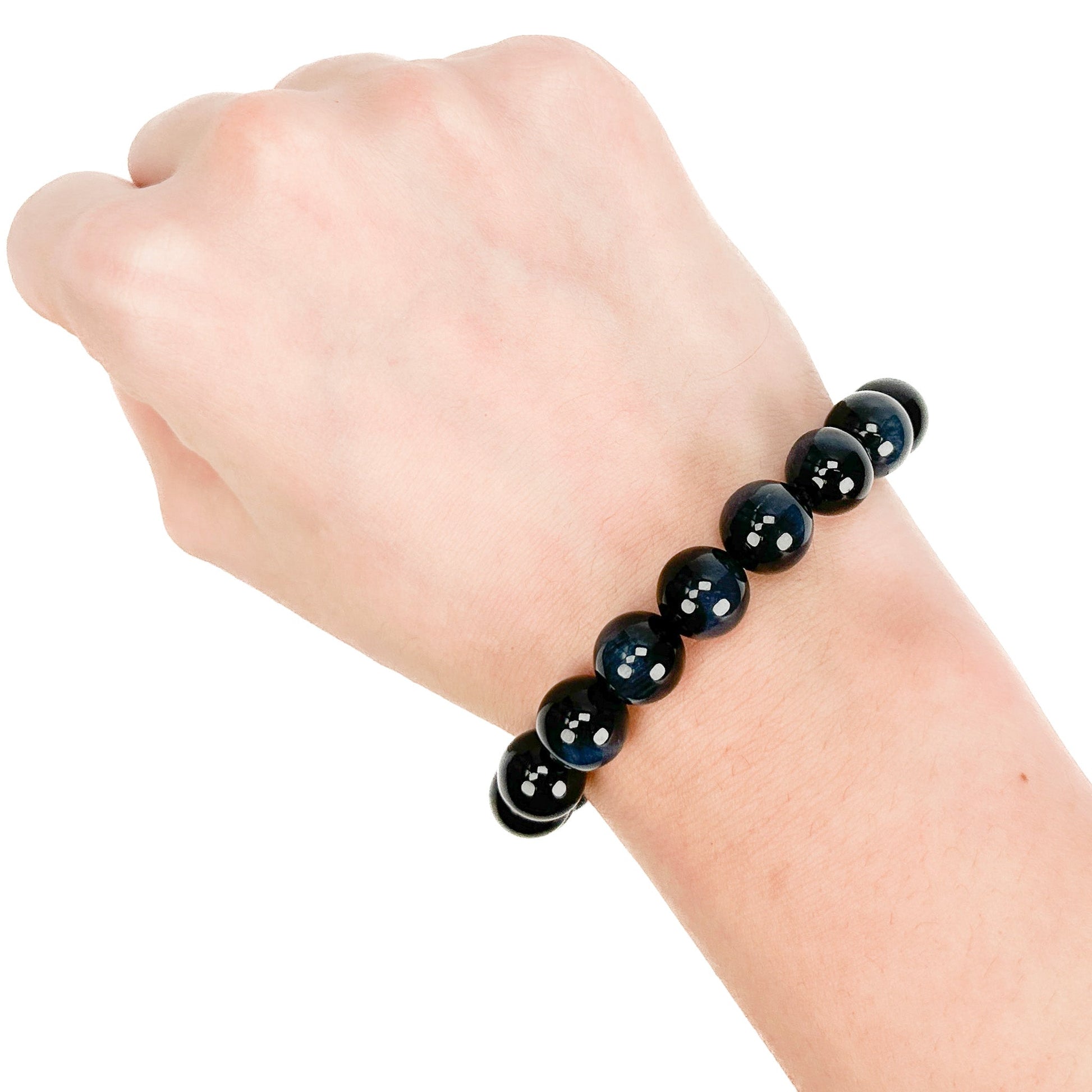 Blue Tiger Eye 10mm Smooth Round Bead Stretchy Bracelet - 1 pc.-The Bead Gallery Honolulu