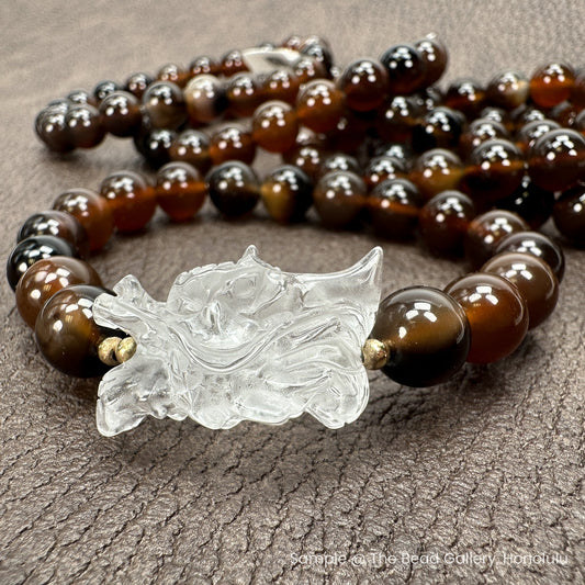 Brown Agate 10mm Round Bead Stretchy Bracelet (GEM628)-The Bead Gallery Honolulu