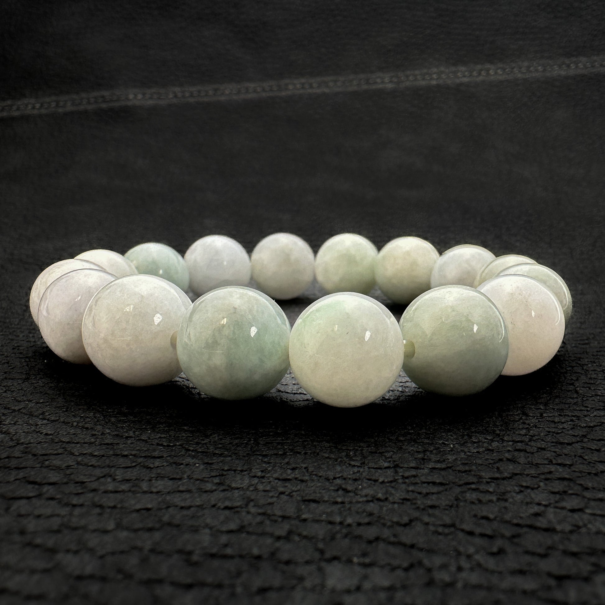 Burmese Jade 12mm Smooth Round Stretchy Bracelet (J296)-The Bead Gallery Honolulu