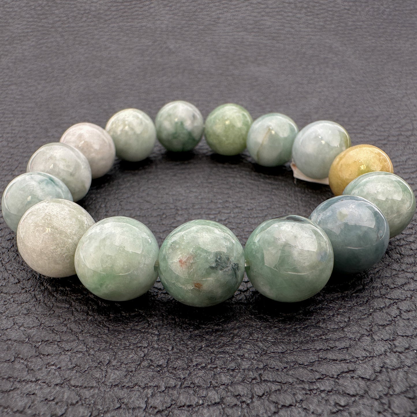 Burmese Jade 13-14mm Smooth Round Stretchy Bracelet (J295)-The Bead Gallery Honolulu
