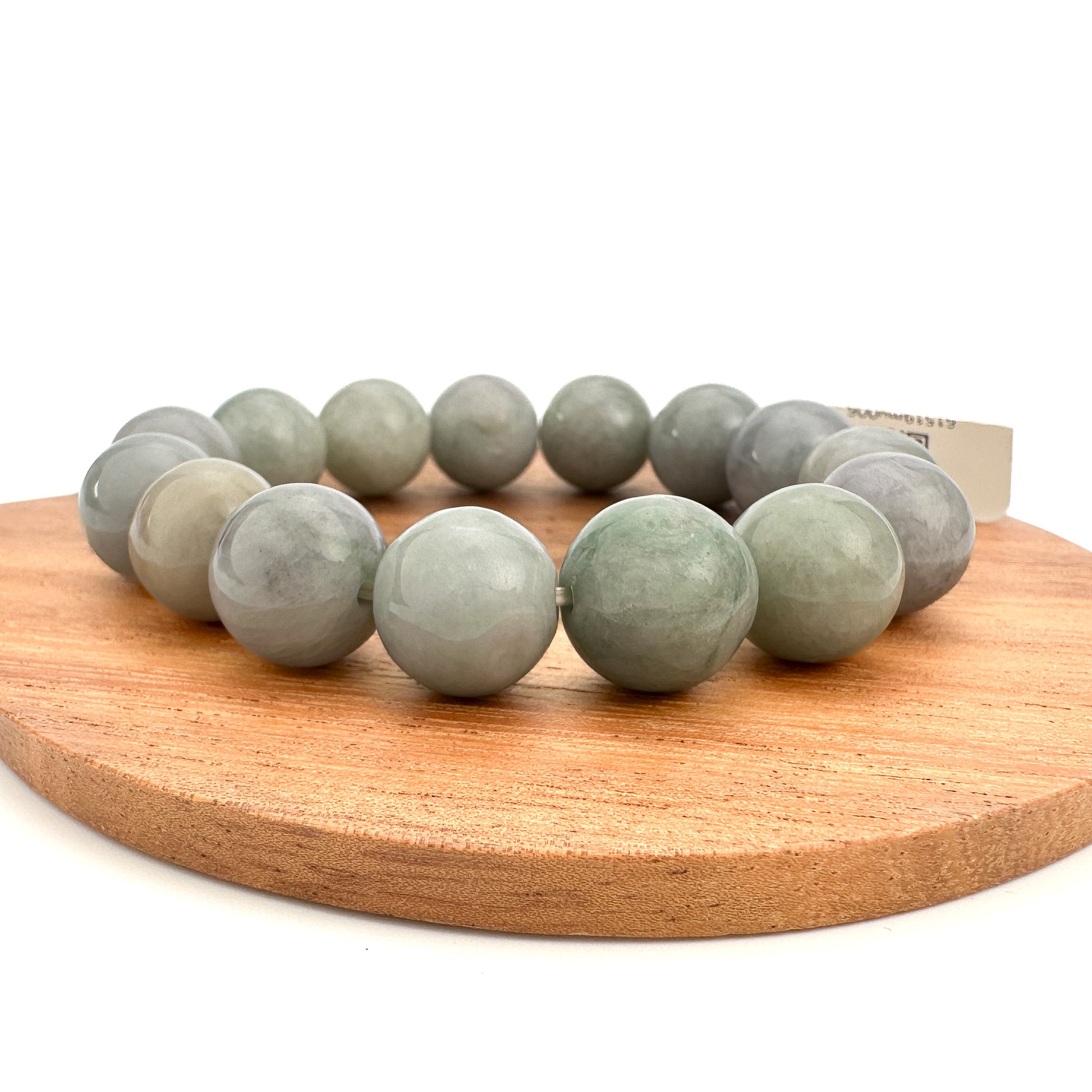 Burmese Jade 13-14mm Smooth Round Stretchy Bracelet (J300)-The Bead Gallery Honolulu