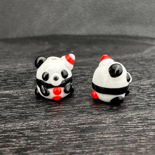 Chibi Handmade Glass Beads - Christmas Panda (LB286)-The Bead Gallery Honolulu