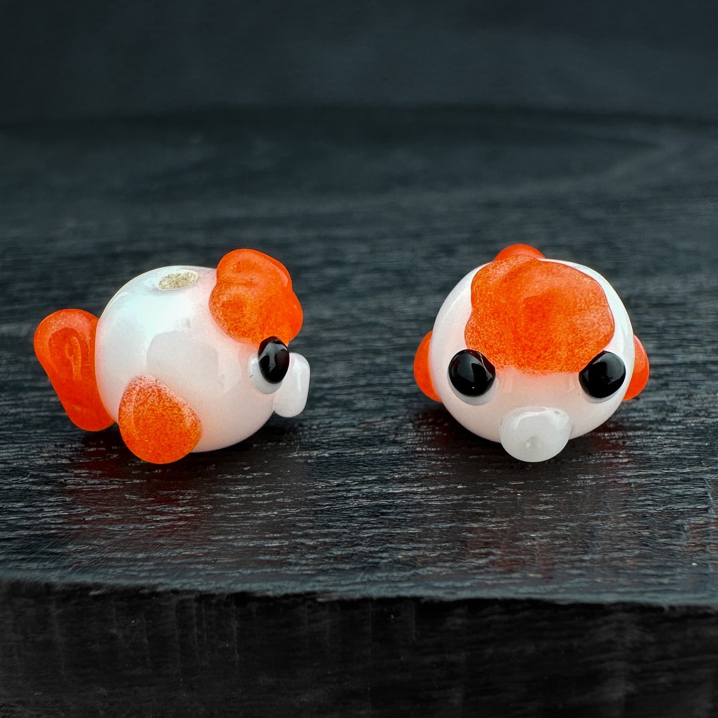 Chibi Handmade Glass Beads - Lionhead Goldfish (LB295)-The Bead Gallery Honolulu