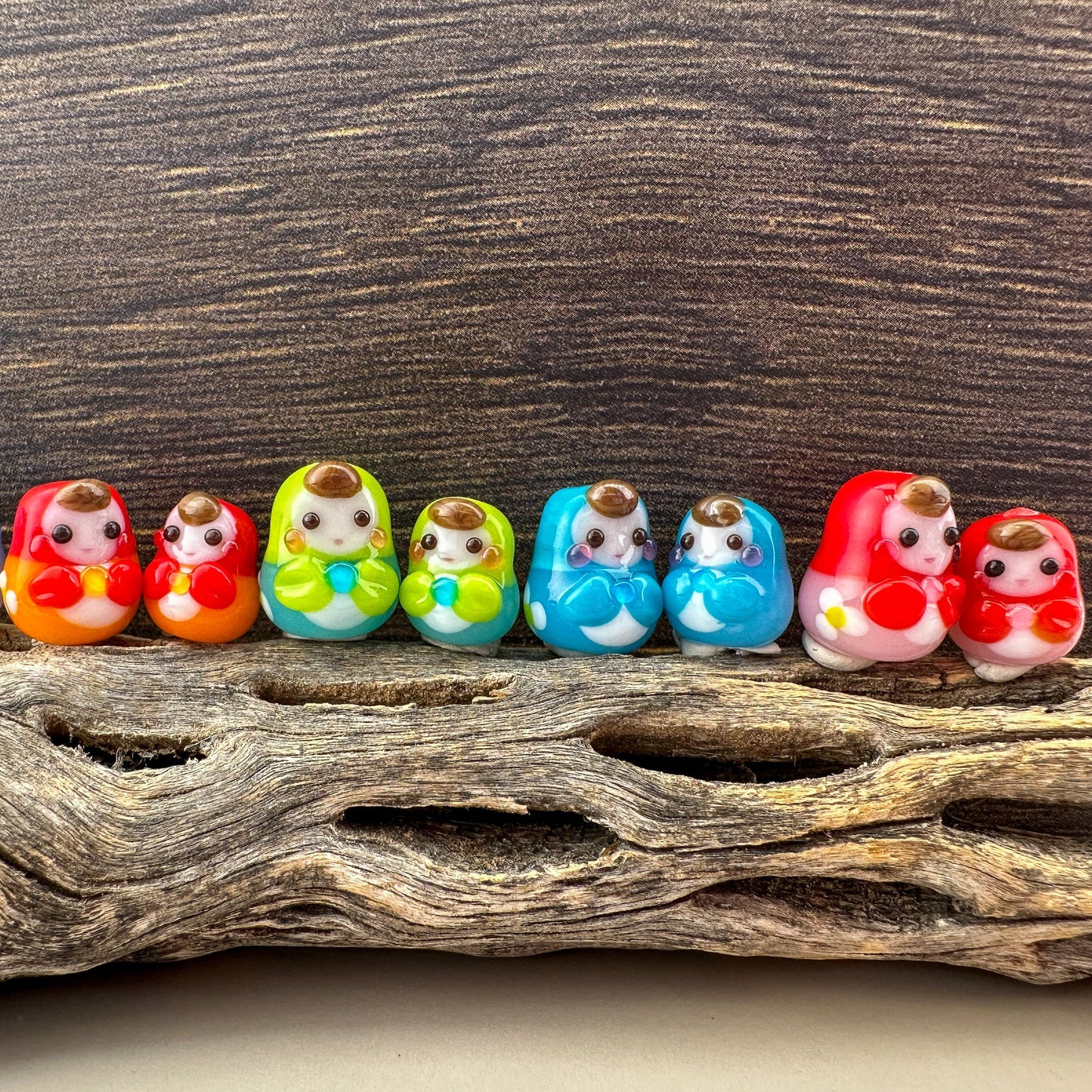Chibi Handmade Glass Beads - Mom & Daughter Matroyshka Dolls (5 Colors) (LB226)-The Bead Gallery Honolulu