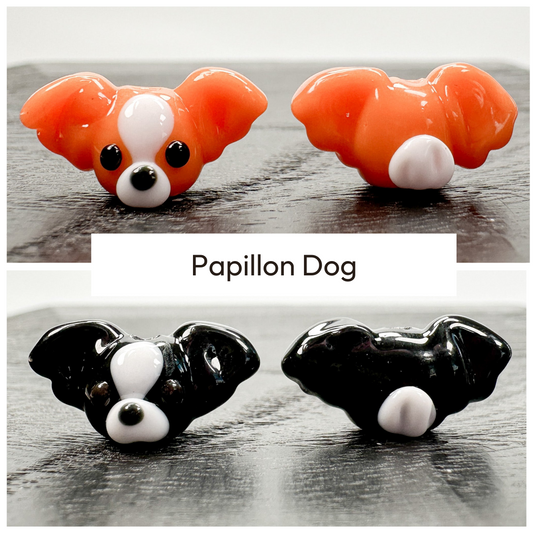 Chibi Handmade Glass Beads - Papillon Dog (2 Colors) (LB108)-The Bead Gallery Honolulu