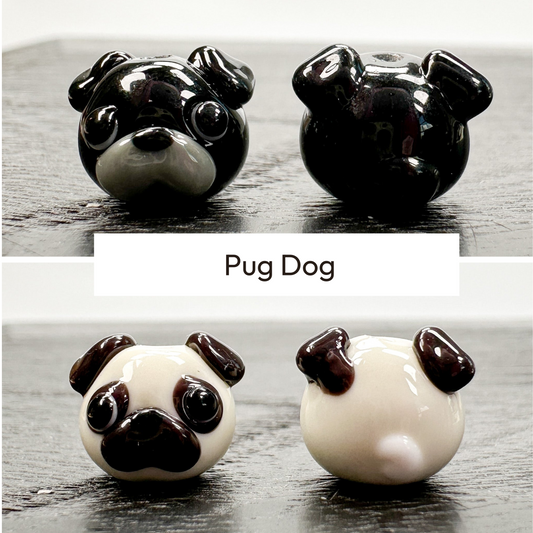 Chibi Handmade Glass Beads - Pug Dog (2 Colors) (LB095)-The Bead Gallery Honolulu