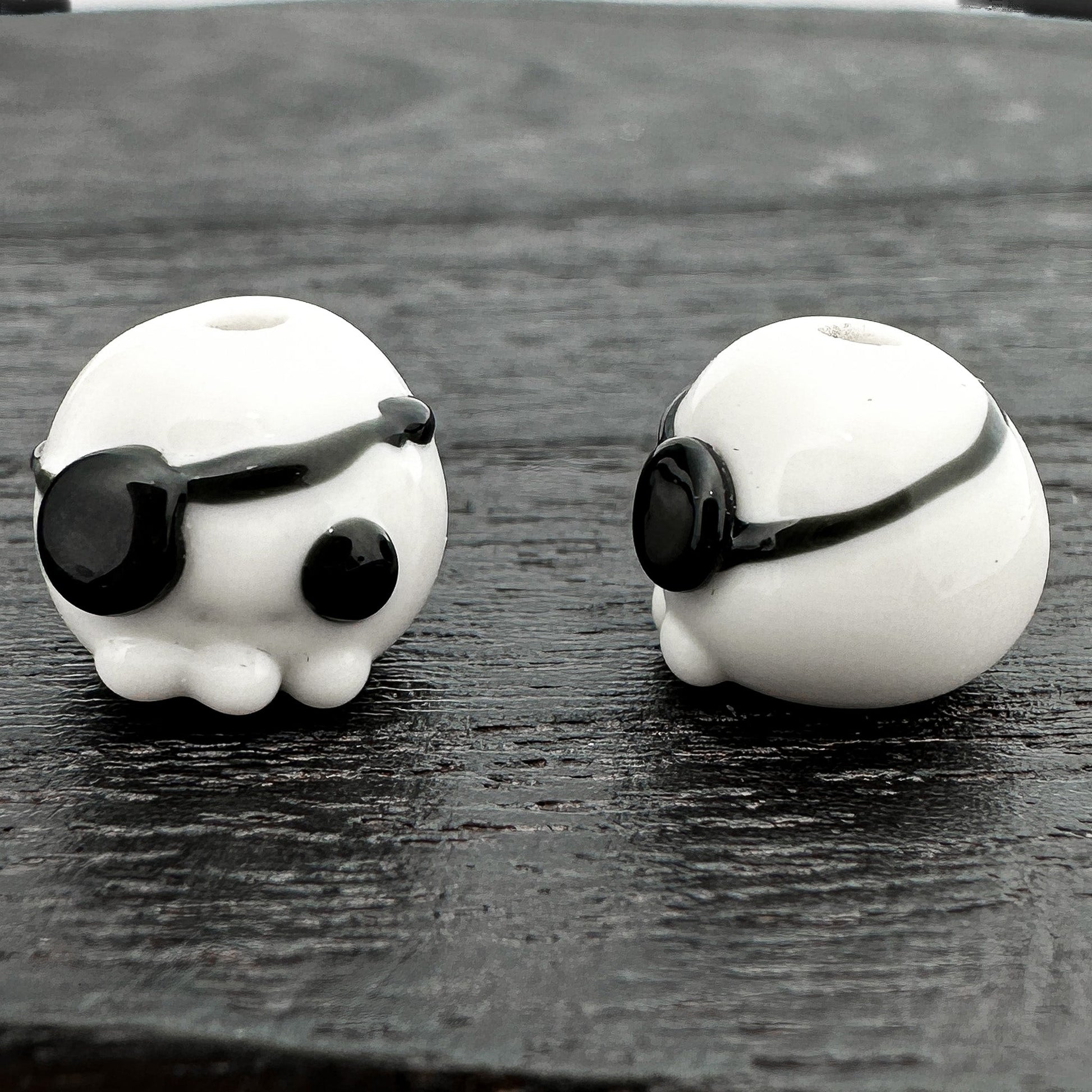 Chibi Handmade Glass Beads - Skull with Eye Patch (LB291)-The Bead Gallery Honolulu