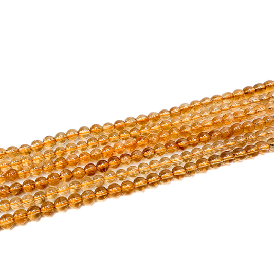 Citrine 5mm Round Bead - 8" Strand (GEM857)-The Bead Gallery Honolulu