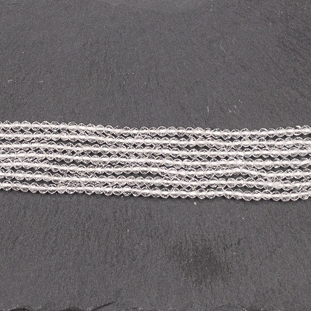 Crystal Quartz 3mm Faceted Round - 7.25" Strand