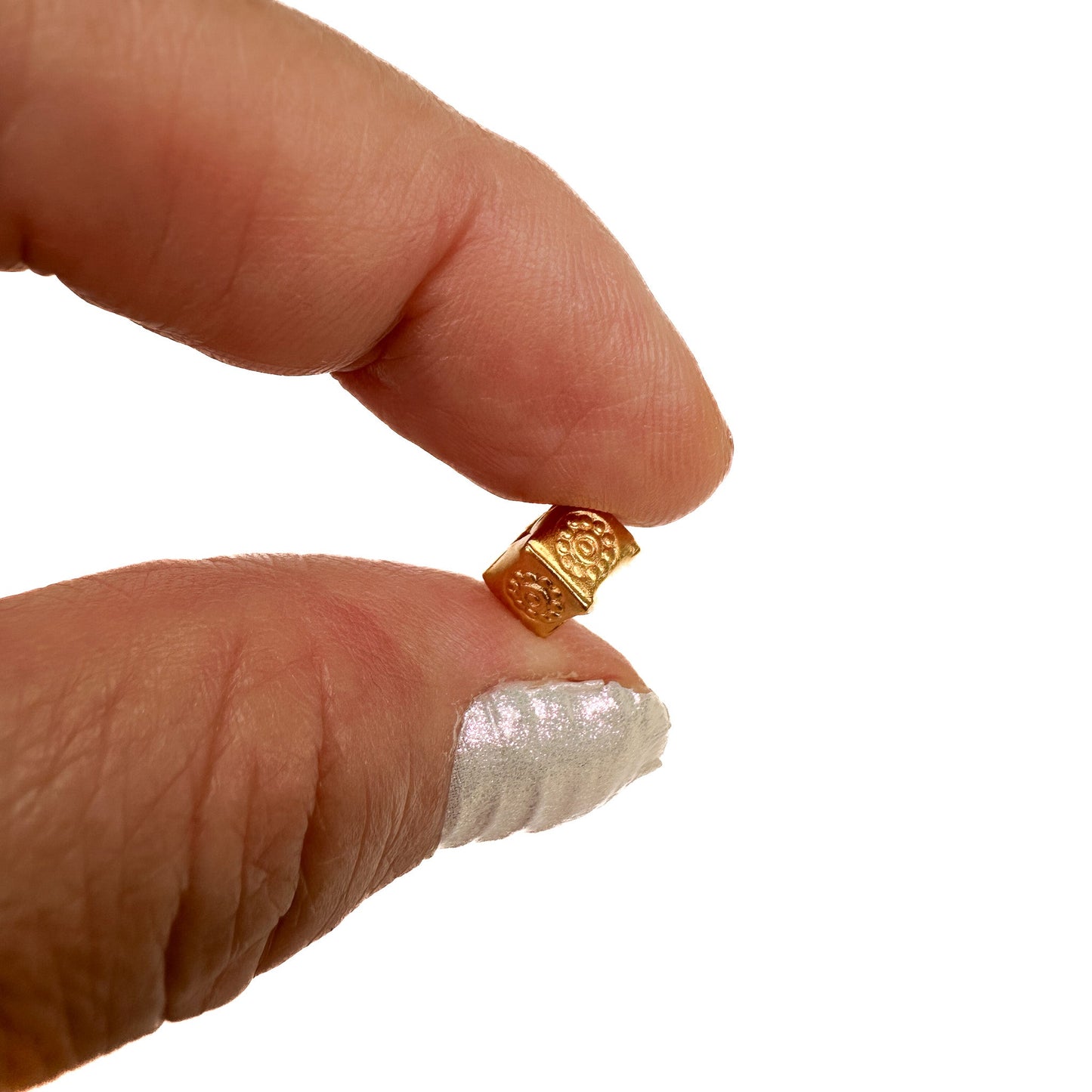 Cutie Cube Embossed Gold Plated Sterling Silver Bead - 1 piece (M1995)-The Bead Gallery Honolulu