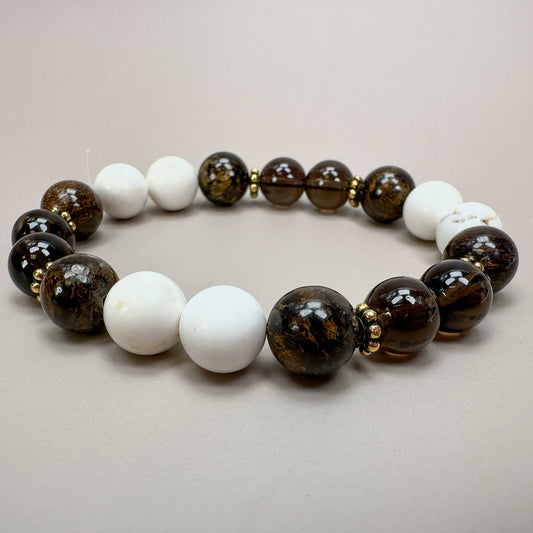 Earth Gems Bead Mix: Bronzite, Magnesite & Smoky Quartz - 18 pcs. (KT611)-The Bead Gallery Honolulu