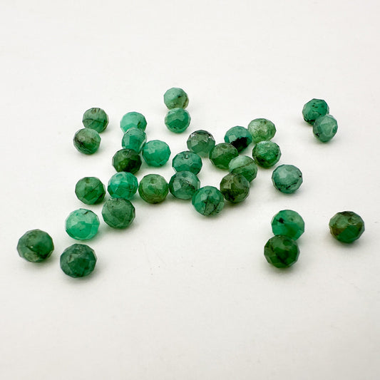 Emerald 3mm Faceted Round Bead - 3" Strand-The Bead Gallery Honolulu