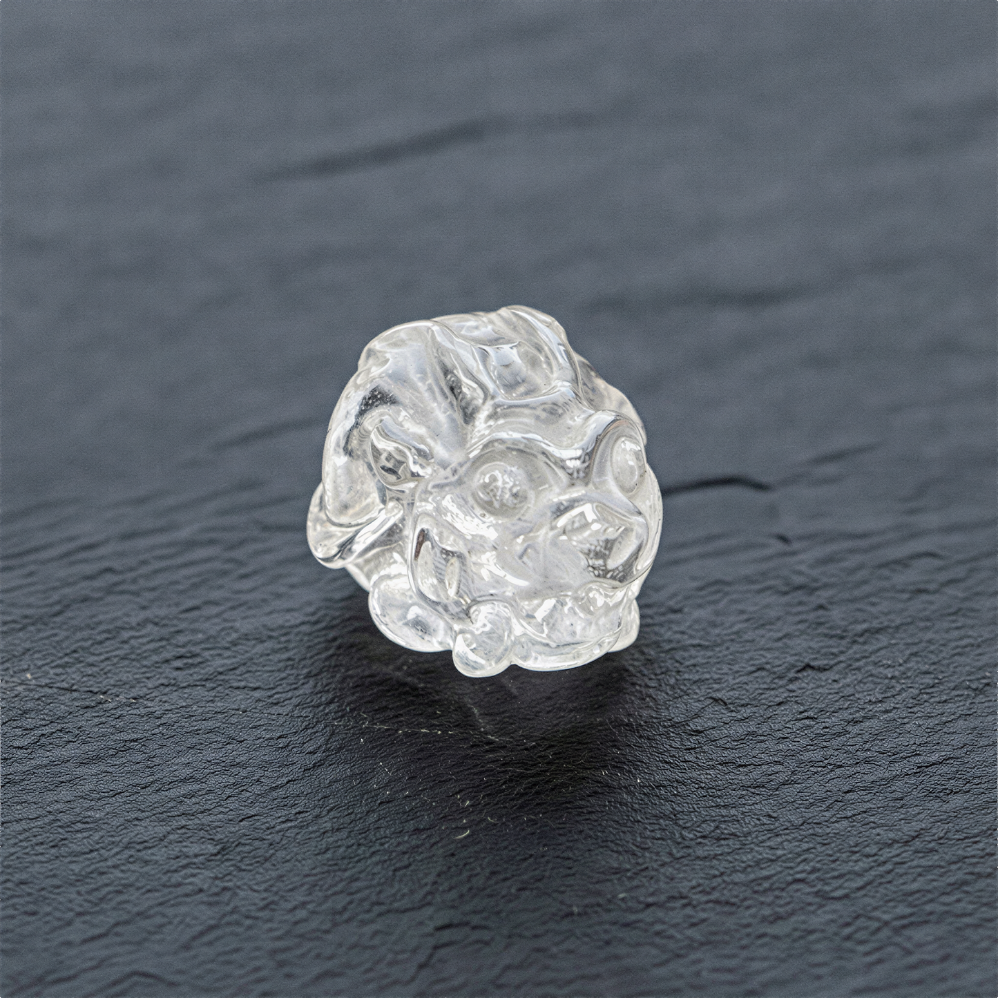 Clear quartz dragon turtle carved bead with refined clarity, subtle highlights, and balanced natural color tones