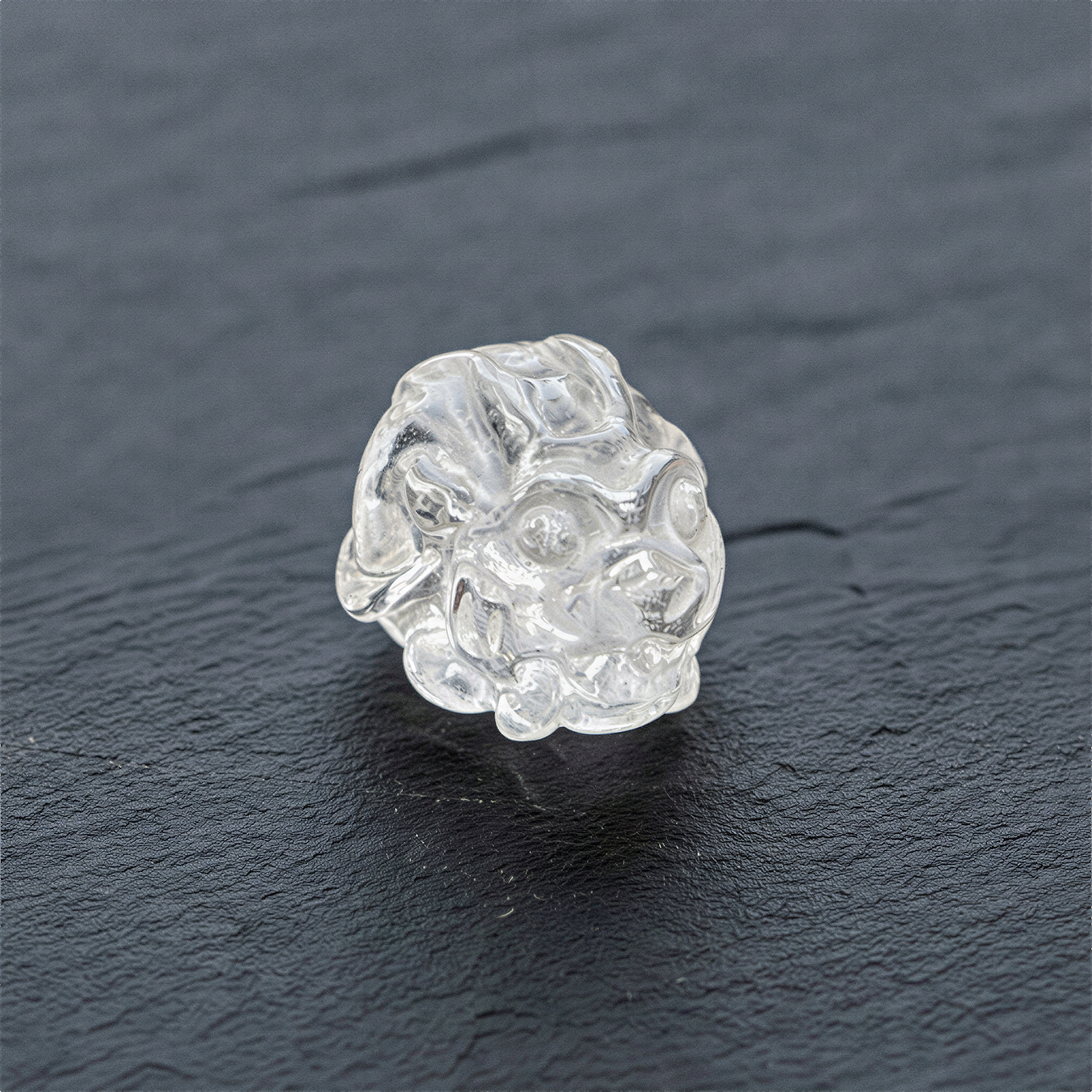 Clear quartz dragon turtle carved bead with refined clarity, subtle highlights, and balanced natural color tones