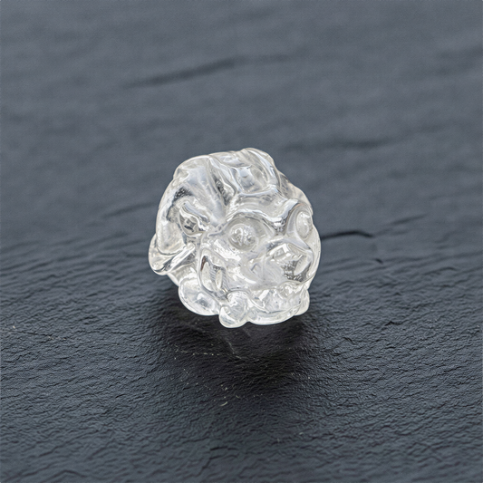 Clear quartz dragon turtle carved bead with refined clarity, subtle highlights, and balanced natural color tones