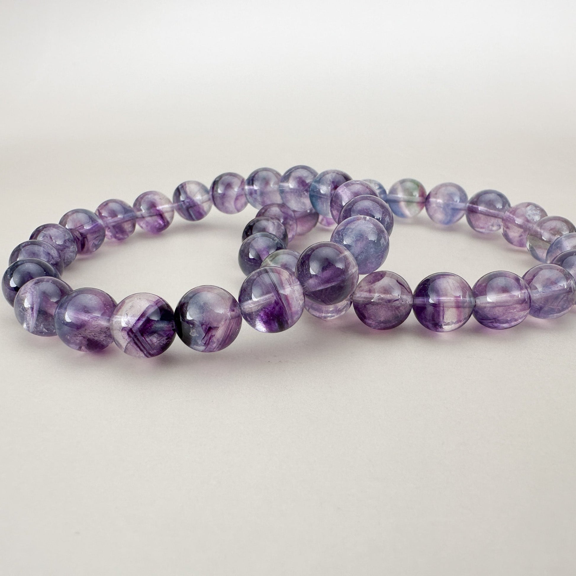Fluorite 8mm Smooth Round Bead Stretchy Bracelet - 1 pc. (J213)-The Bead Gallery Honolulu